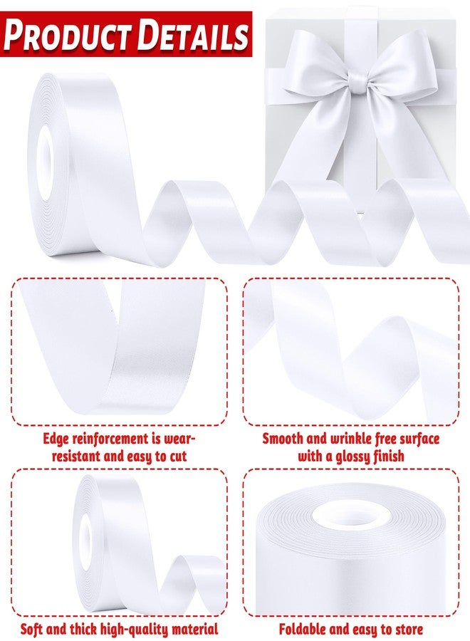 Fullive White Ribbon for Gift Wrapping, 30 Yards White Ribbon 1 1/2 Inch, Solid Polyester Satin Wedding Ribbons for Wedding Valentines Decorations DIY Hair Bows Wrapping Bouquet Floral Arrangements - Image 3